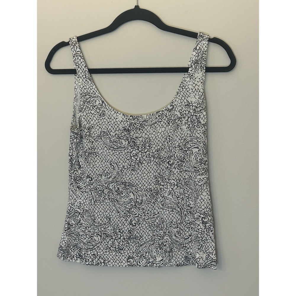 Alex Evenings Fancy Sparkly Tank Shell White Silver Women's M